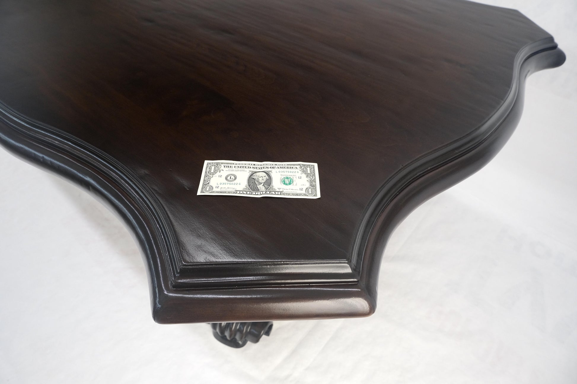 EstablishedLines Large 10' Long Heavily Carved Base Scroll Shape Thick Top Dining Table MINT