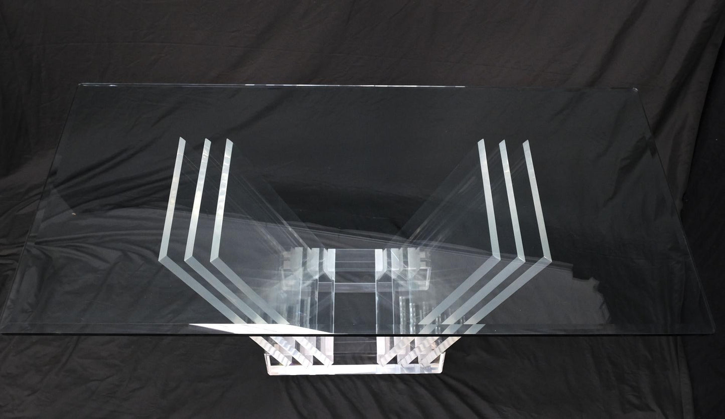 EstablishedLines Folding Collapsible Lucite Base Glass Top Mid-Century Modern Dining Table
