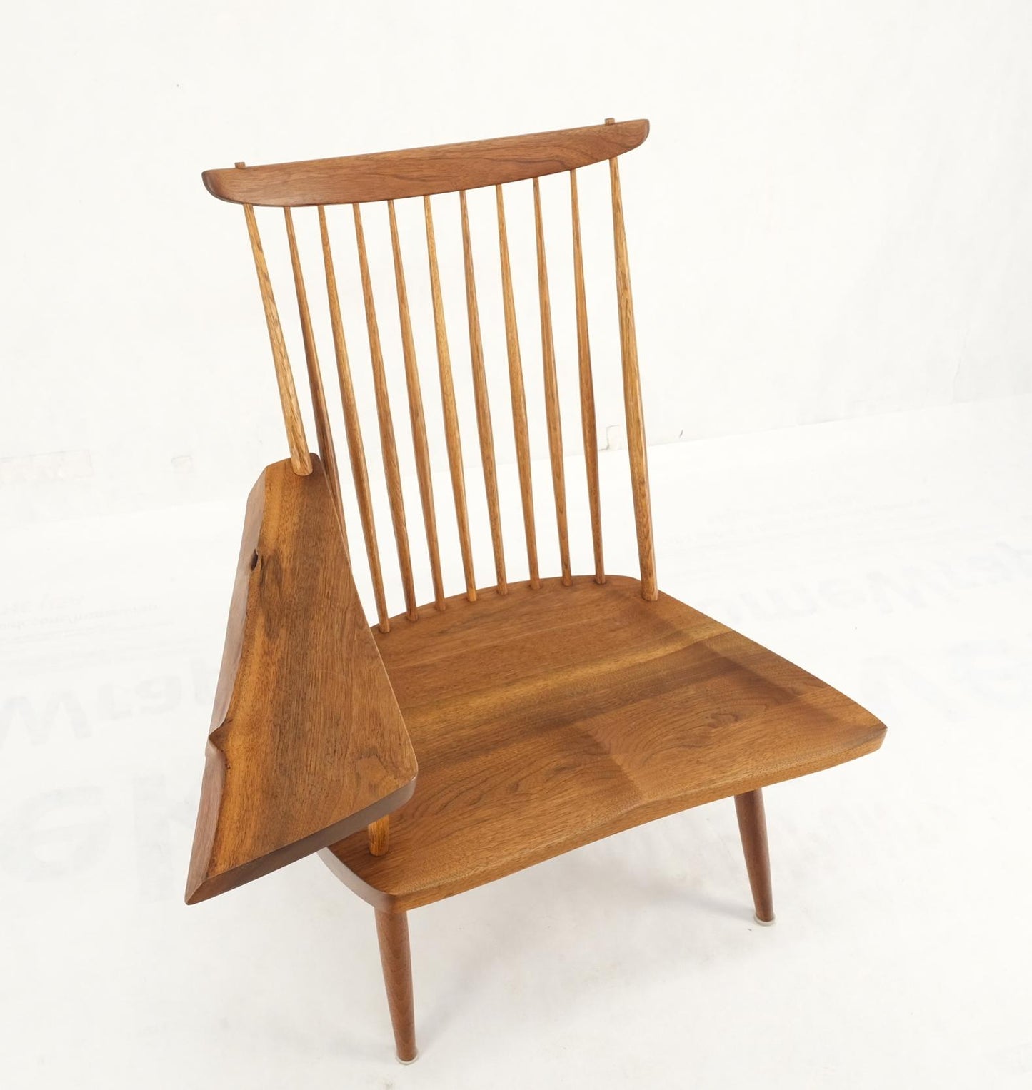EstablishedLines Mid-Century Modern Solid Oiled Walnut George Nakashima Slab-Arm Lounge Chair