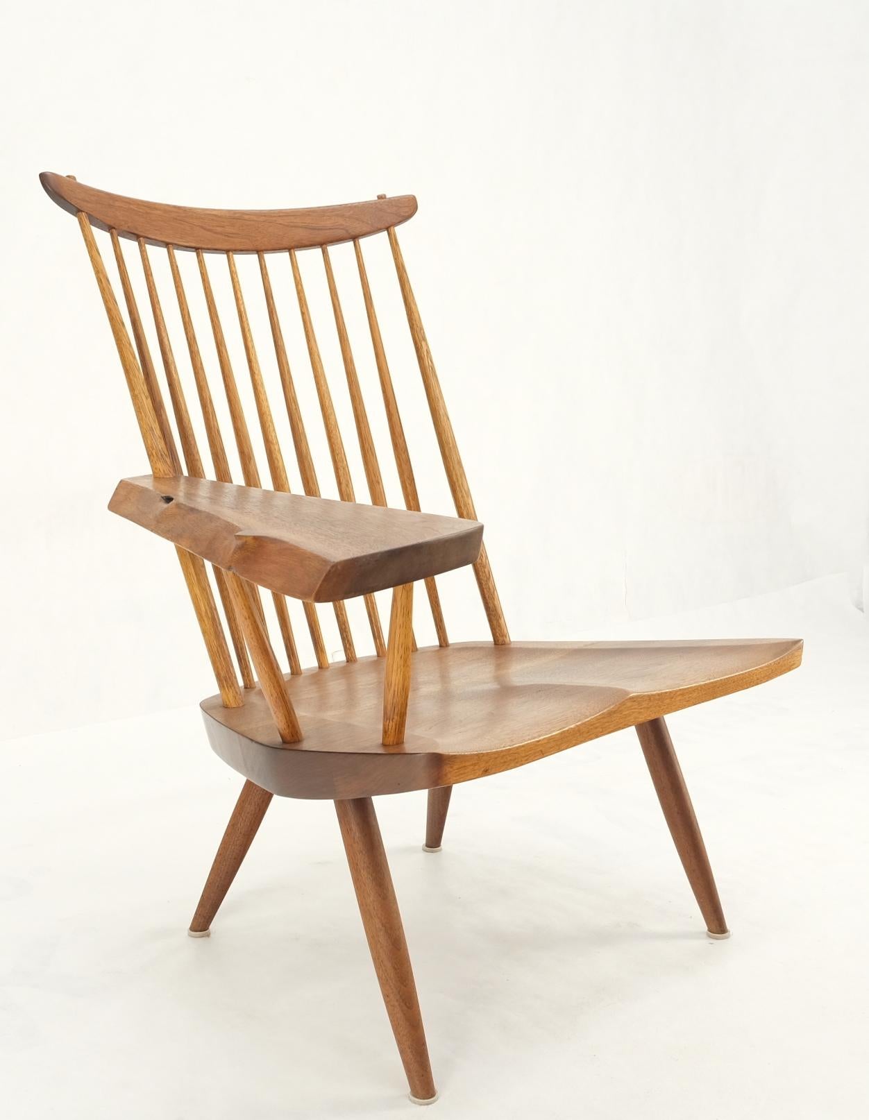 EstablishedLines Mid-Century Modern Solid Oiled Walnut George Nakashima Slab-Arm Lounge Chair