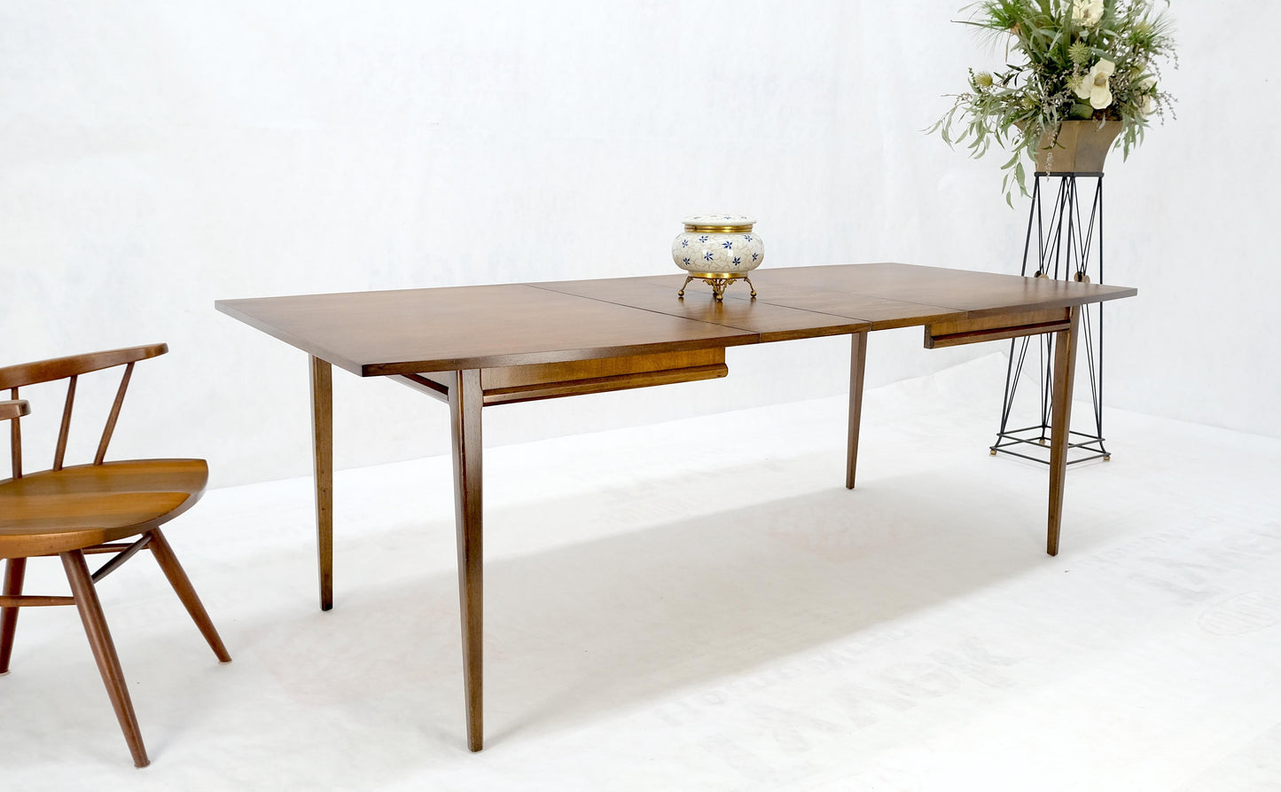 American Walnut Danish Mid Century Modern Style Dining Table 2 Extension Boards