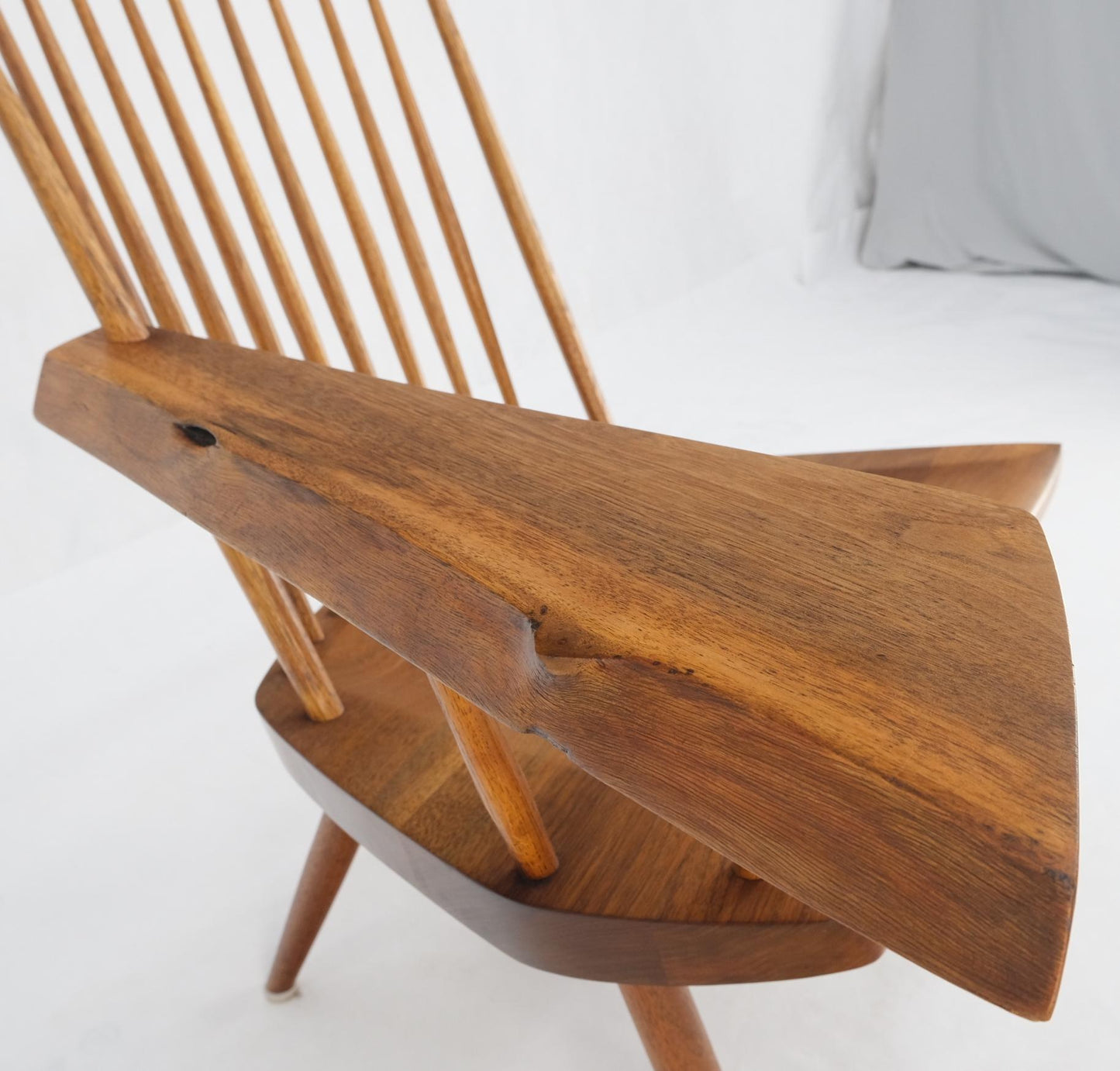 EstablishedLines Mid-Century Modern Solid Oiled Walnut George Nakashima Slab-Arm Lounge Chair