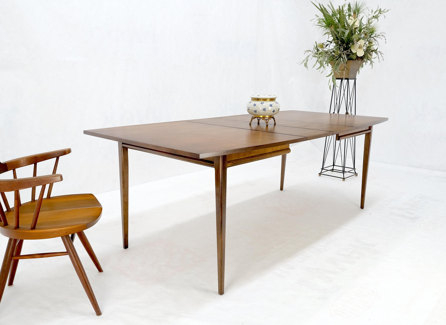 American Walnut Danish Mid Century Modern Style Dining Table 2 Extension Boards