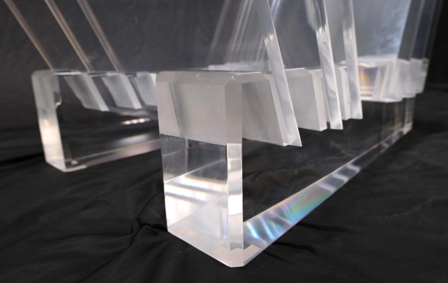 EstablishedLines Folding Collapsible Lucite Base Glass Top Mid-Century Modern Dining Table