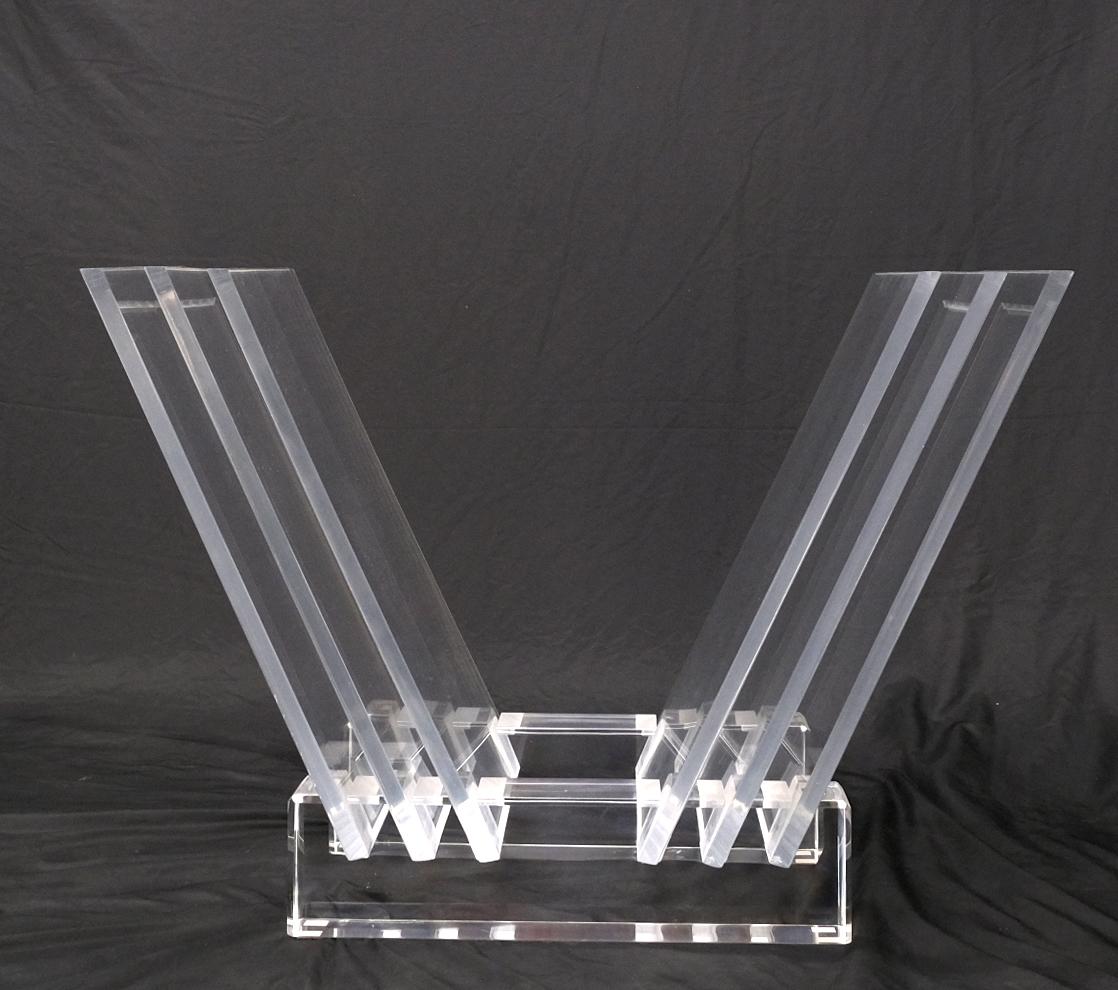 EstablishedLines Folding Collapsible Lucite Base Glass Top Mid-Century Modern Dining Table