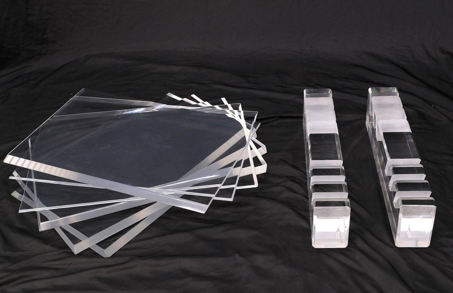 EstablishedLines Folding Collapsible Lucite Base Glass Top Mid-Century Modern Dining Table
