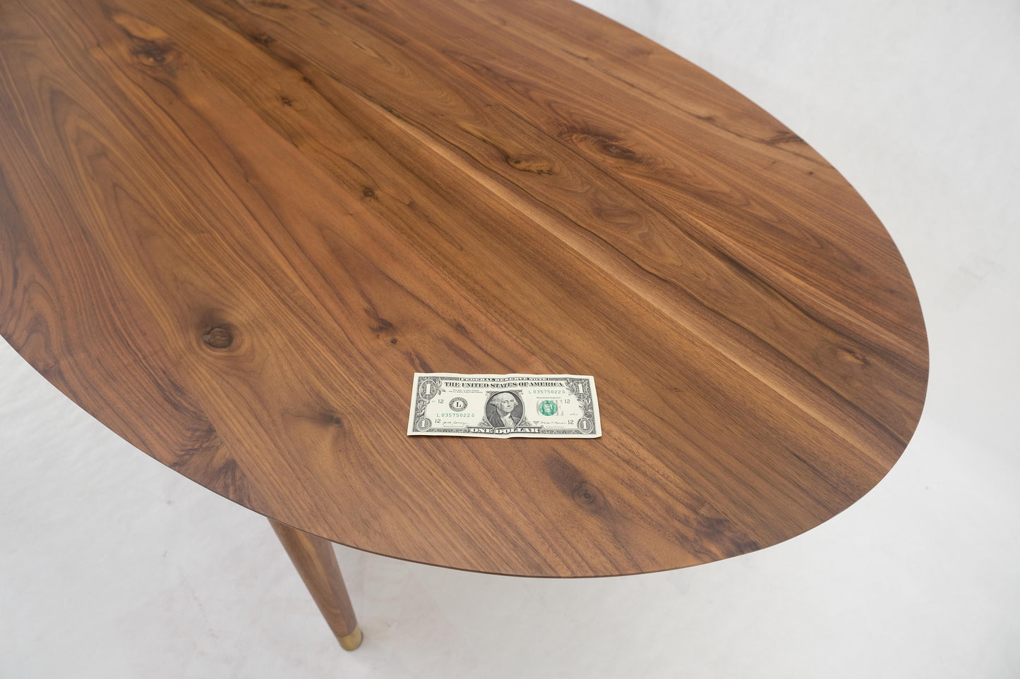 EstablishedLines Knife Edge Oval Solid Walnut Tapered Leg 7' long Dining Conference Table MINT!