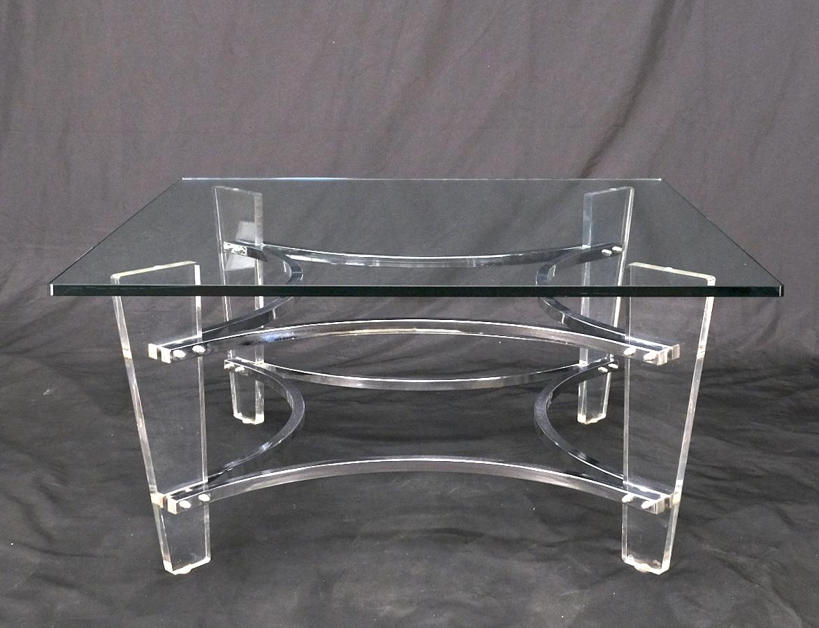 EstablishedLines Charles Hollis Jones Lucite Chrome Square Glass Top Coffee Center Table
