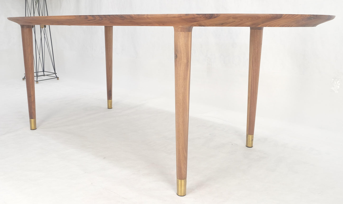 EstablishedLines Knife Edge Oval Solid Walnut Tapered Leg 7' long Dining Conference Table MINT!