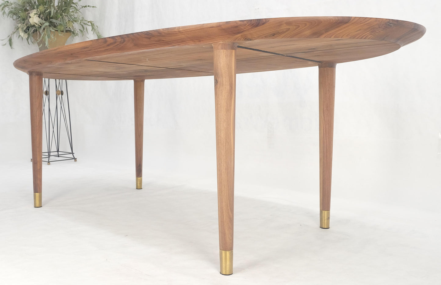 EstablishedLines Knife Edge Oval Solid Walnut Tapered Leg 7' long Dining Conference Table MINT!