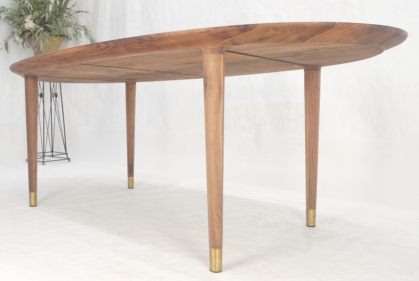 EstablishedLines Knife Edge Oval Solid Walnut Tapered Leg 7' long Dining Conference Table MINT!