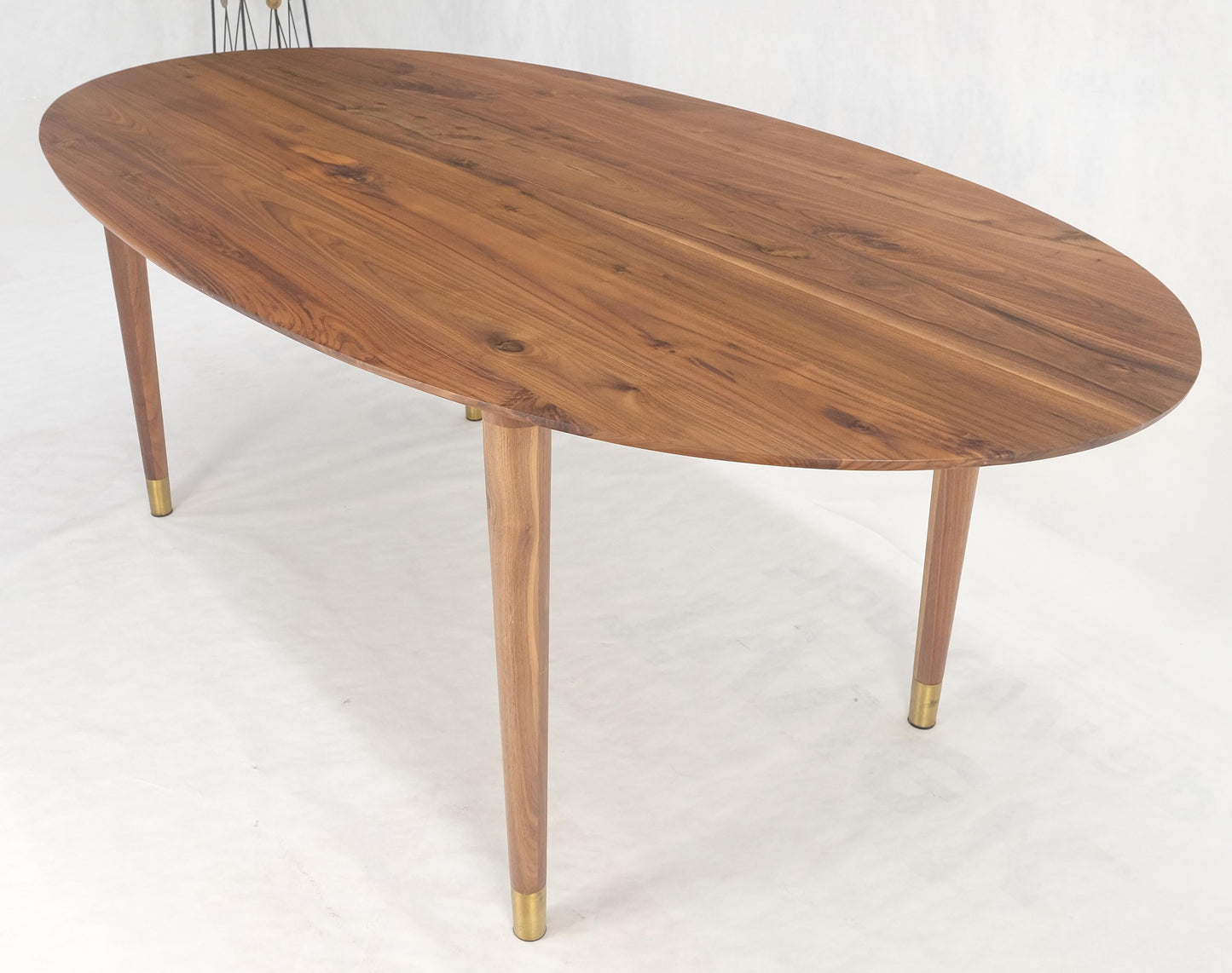 EstablishedLines Knife Edge Oval Solid Walnut Tapered Leg 7' long Dining Conference Table MINT!