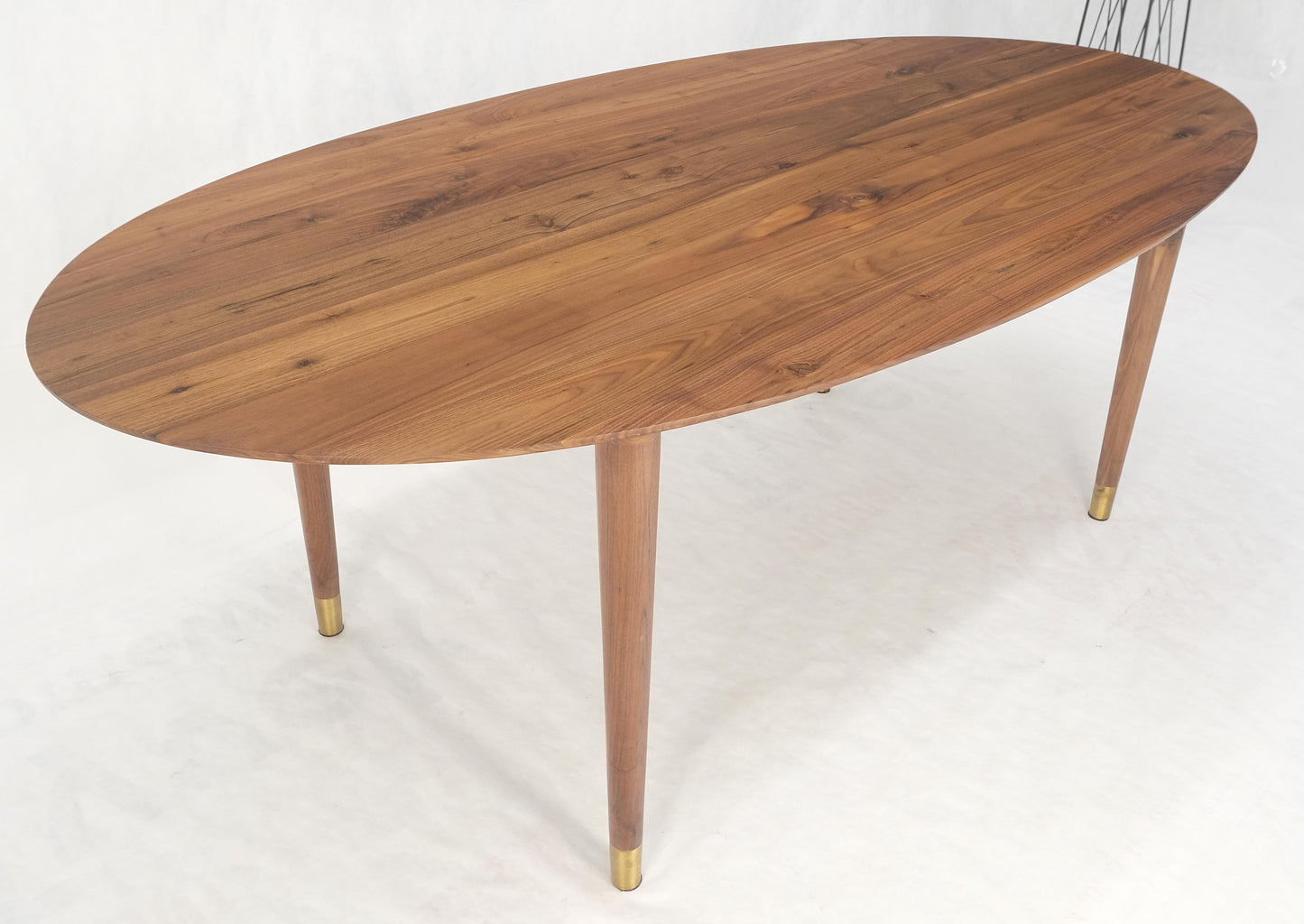 EstablishedLines Knife Edge Oval Solid Walnut Tapered Leg 7' long Dining Conference Table MINT!
