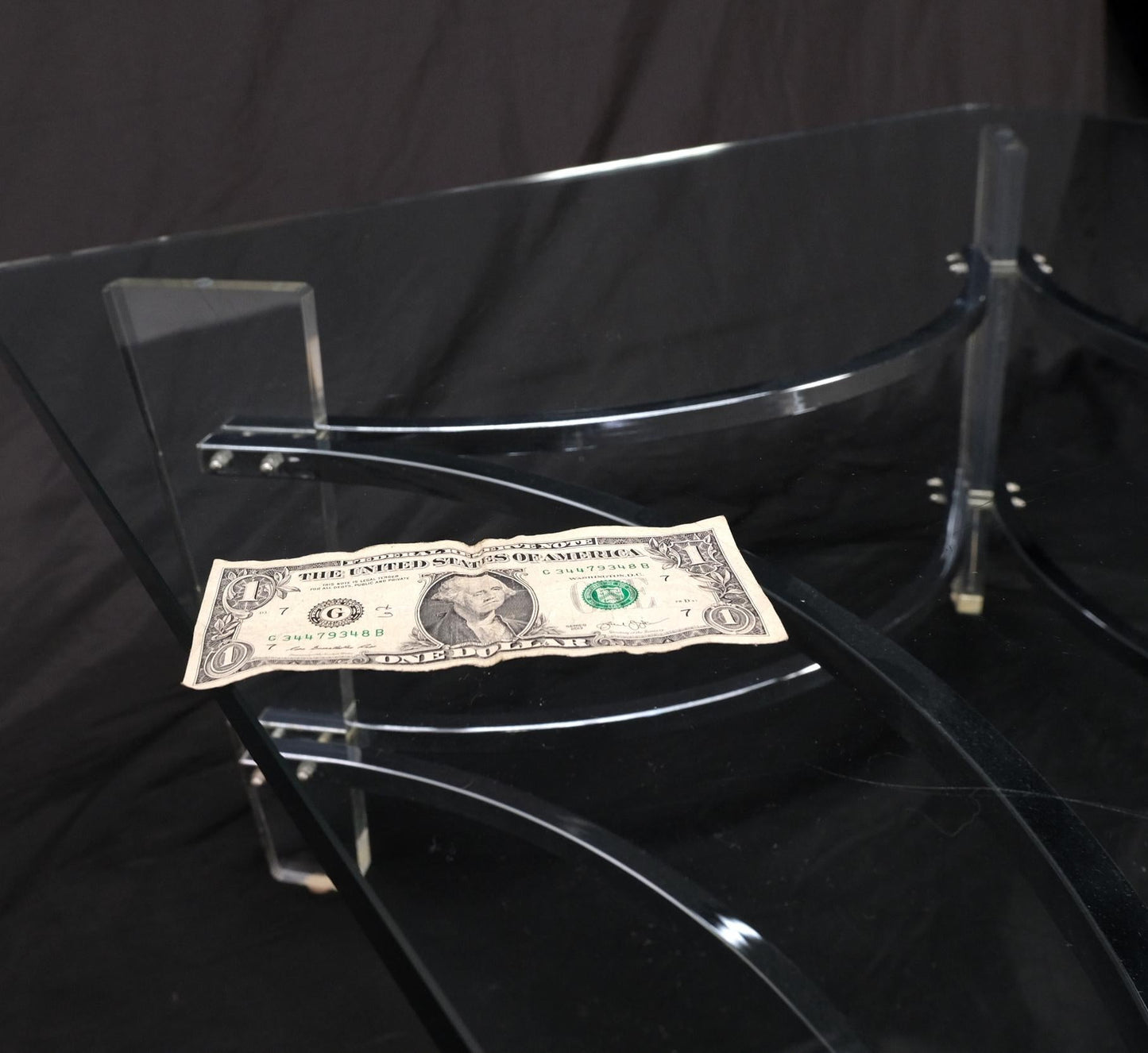 EstablishedLines Charles Hollis Jones Lucite Chrome Square Glass Top Coffee Center Table