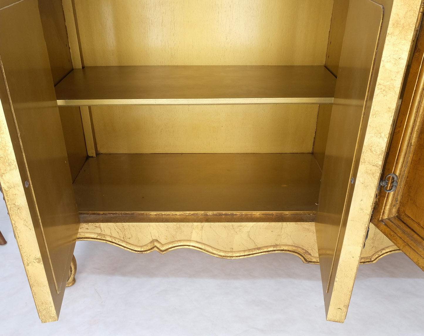 EstablishedLines Gold Gilt Finished Back Marble Top Double Door Server Credenza Dresser MINT!