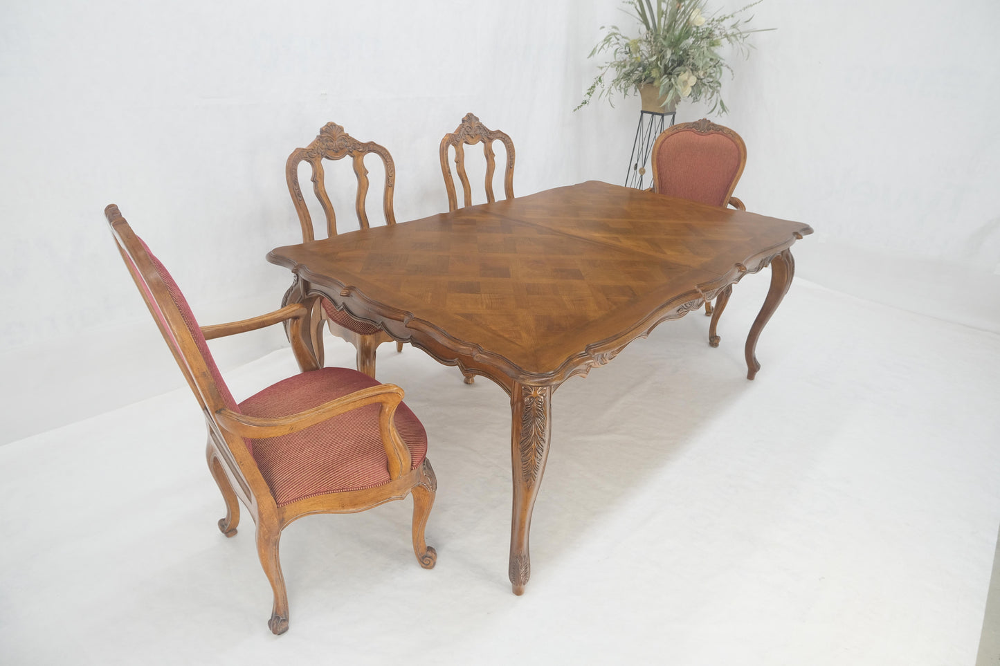 EstablishedLines Country French Parquetry Top Table 6 Dining Chairs 2X22" Extension Board Leafs