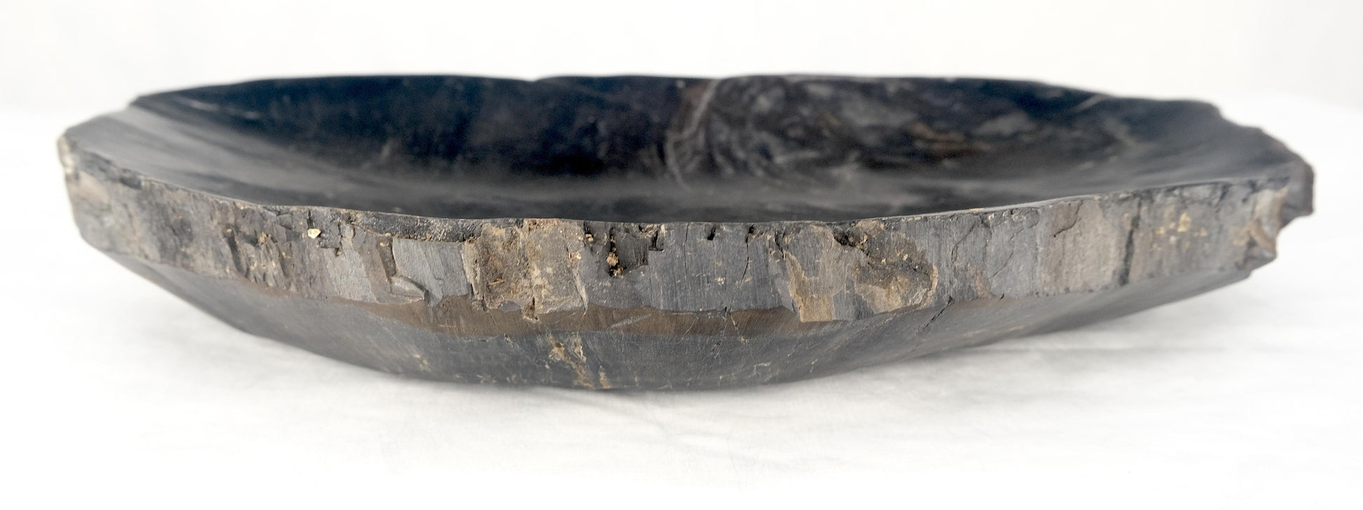 EstablishedLines Organic Oval Shape Black & Tan Petrified Wood Tray Bowl Dish Plate Ashtray