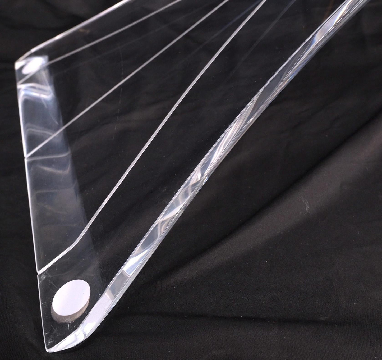 EstablishedLines Lucite Bow Tie Butterfly Wing Shape Base Oval Glass Top Mid Century Coffee Table