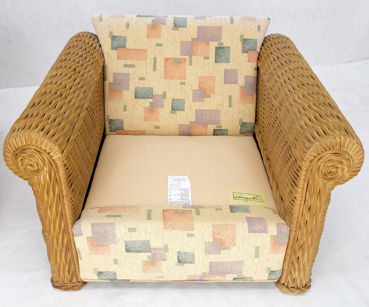 EstablishedLines Pair Decorative c1970s Oversize Rttan Bamboo Wicker Club Lounge Chairs Mint!