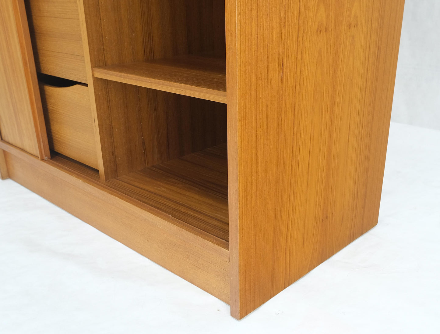 Danish Mid Century Modern Tambour Doors Multi Compartment 4 Drawer Shelves Chest