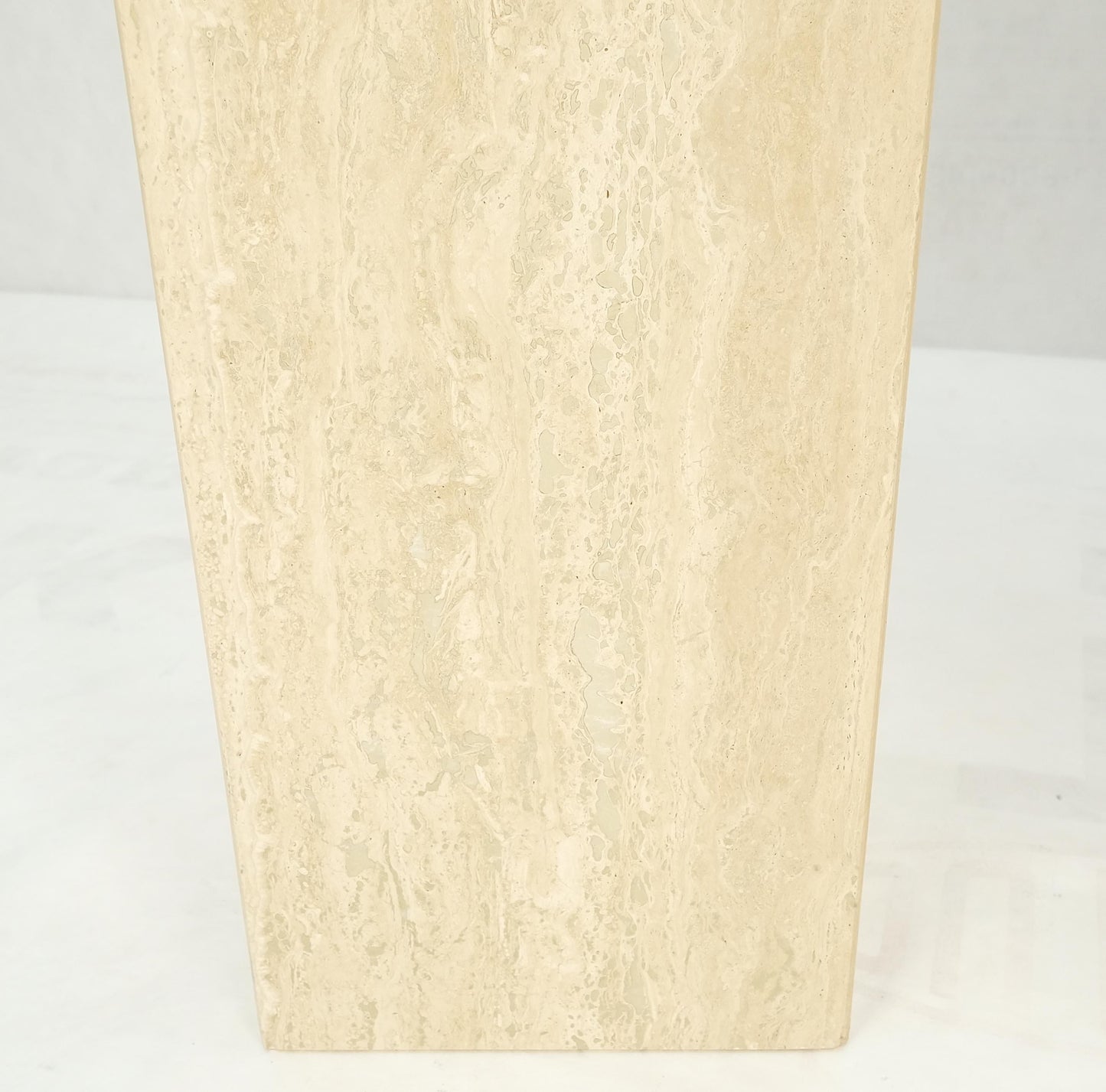 EstablishedLines Pair of 10" Square Italian Mid Century Modern Travertine Pedestals Stands MINT!
