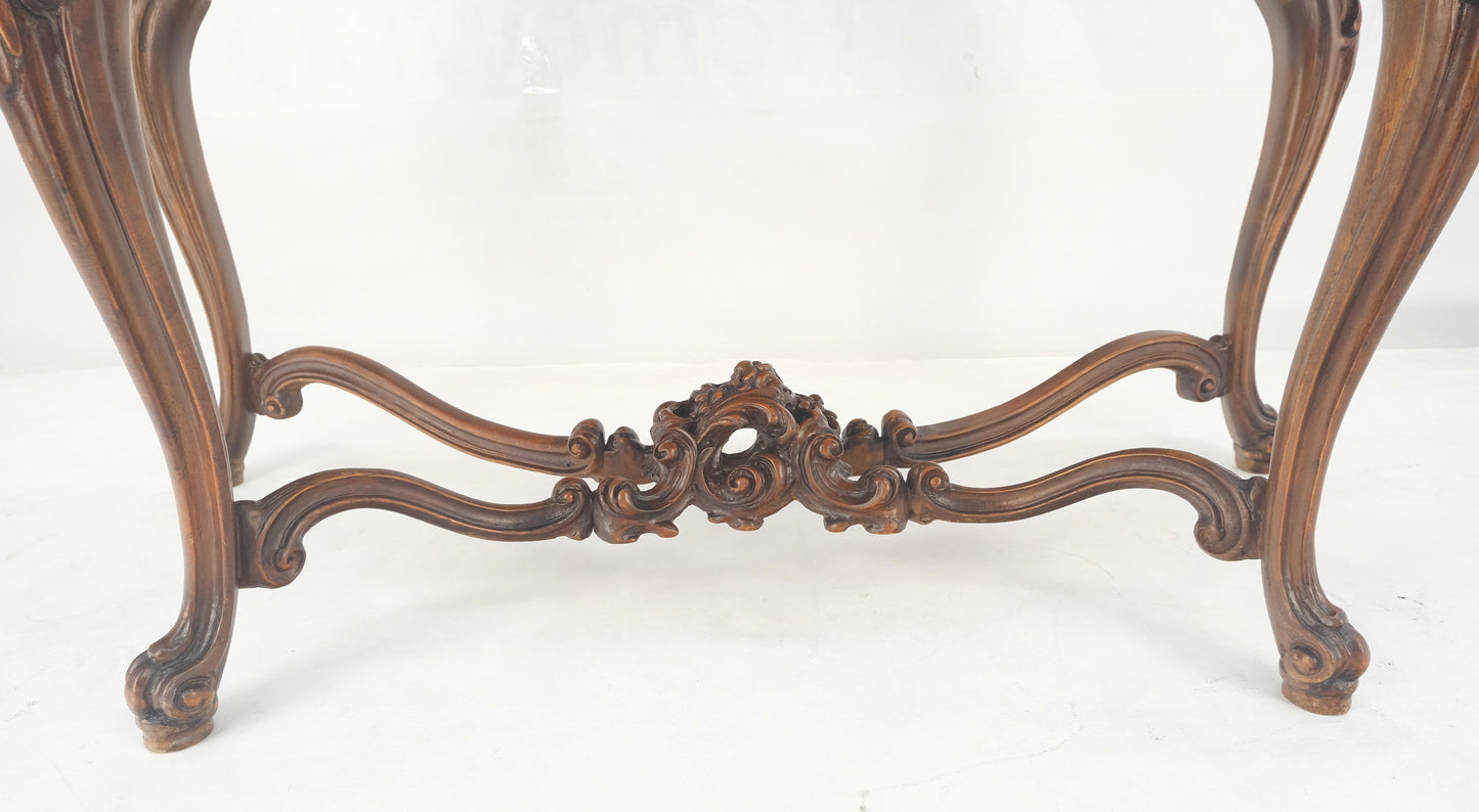 EstablishedLines Heavily Carved Decorative Demi Lune Style Burl Walnut Top Console Table MINT