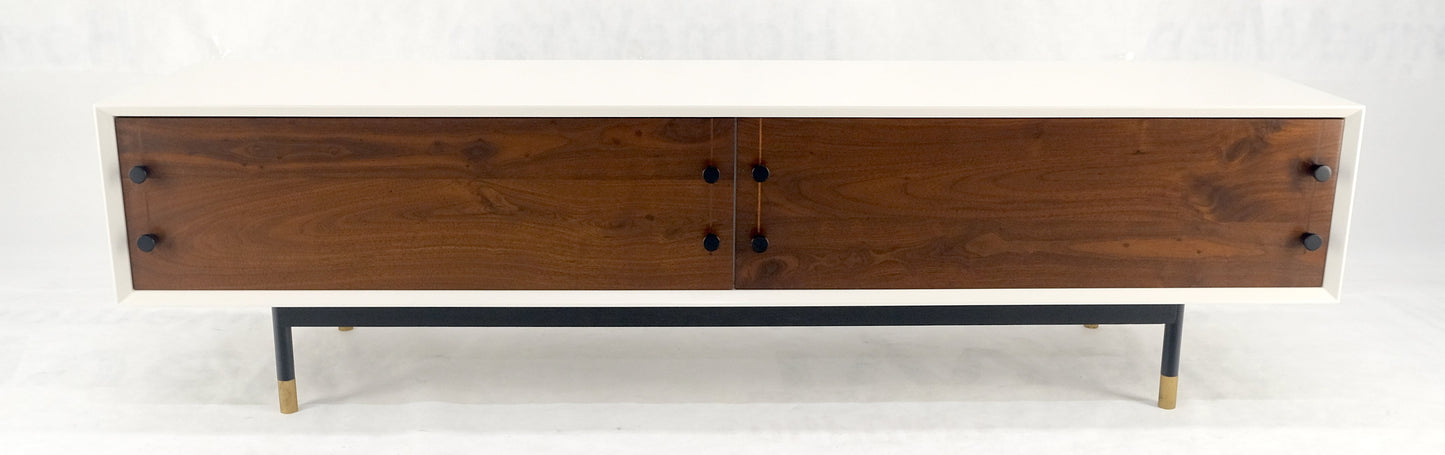 EstablishedLines Low Profile White Lacquer Oiled Walnut Drawers TV Stand Credenza Console MINT!