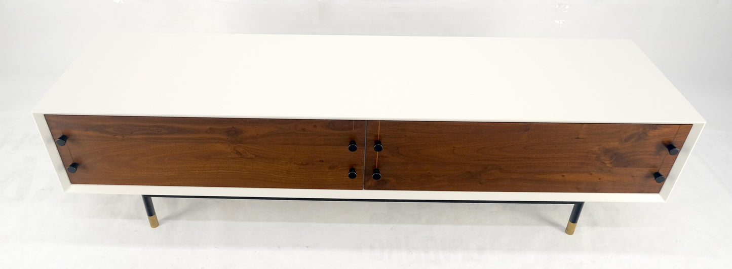 EstablishedLines Low Profile White Lacquer Oiled Walnut Drawers TV Stand Credenza Console MINT!