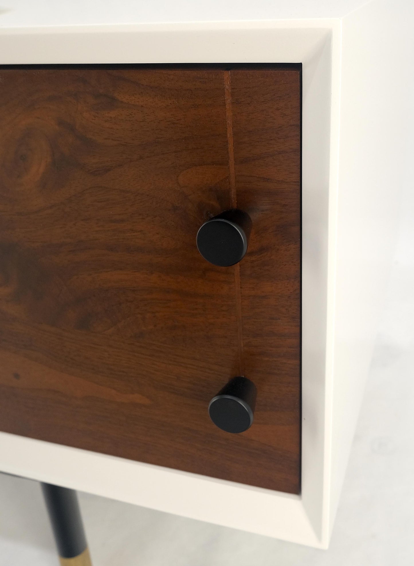 EstablishedLines Low Profile White Lacquer Oiled Walnut Drawers TV Stand Credenza Console MINT!