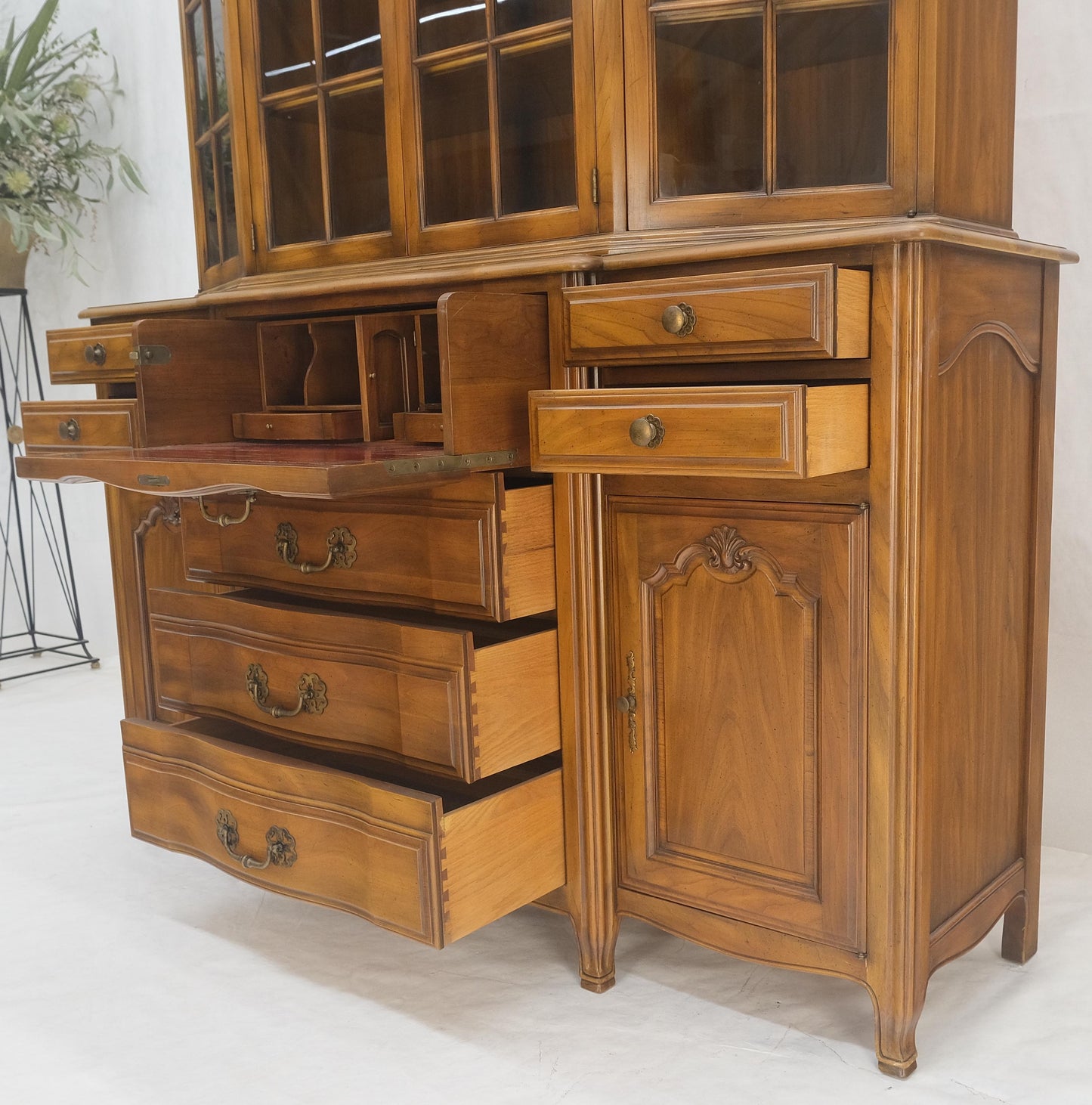 EstablishedLines Widdicomb Solid Cherry Butlers Drop Front Leather Top Desk Breakfront MINT
