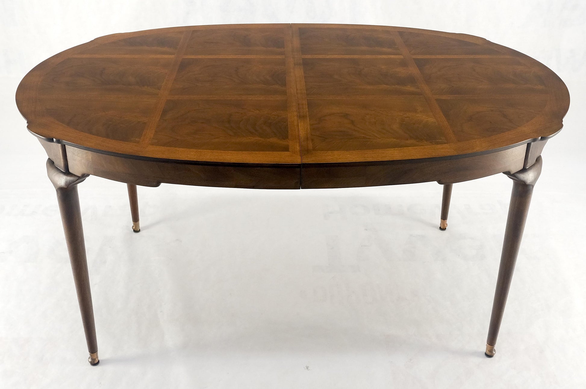 EstablishedLines Banded Burl Flame Walnut Oval Three Leaves  Dining Conference Table MINT!