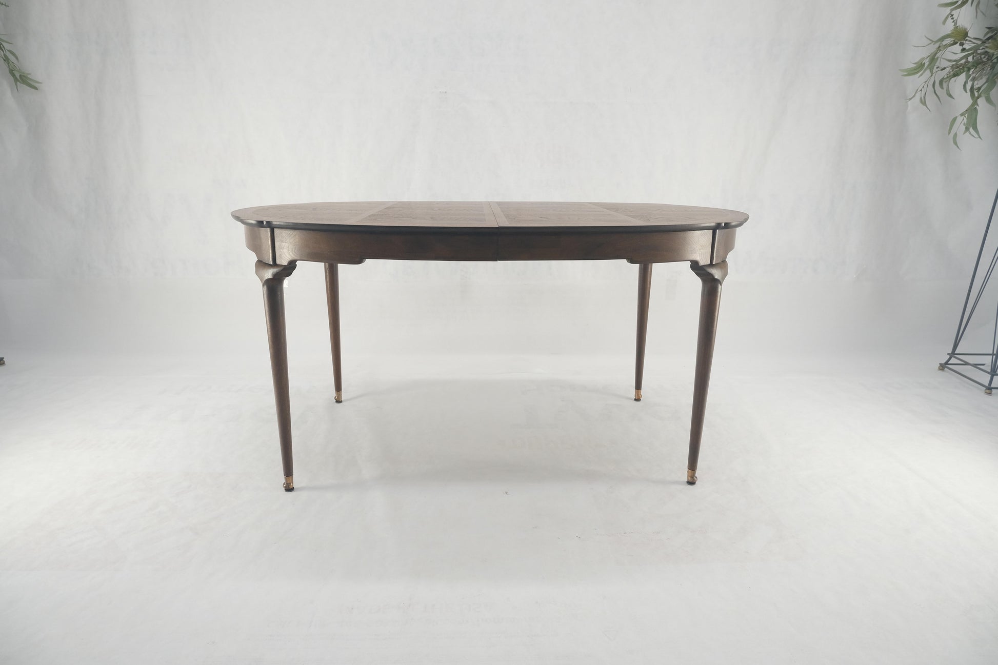 EstablishedLines Banded Burl Flame Walnut Oval Three Leaves  Dining Conference Table MINT!