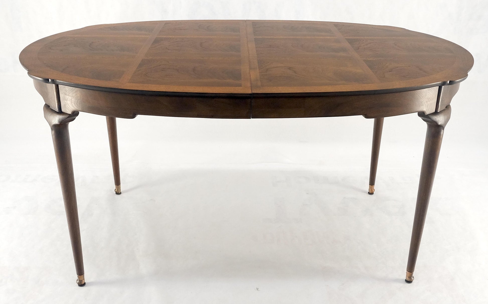 EstablishedLines Banded Burl Flame Walnut Oval Three Leaves  Dining Conference Table MINT!