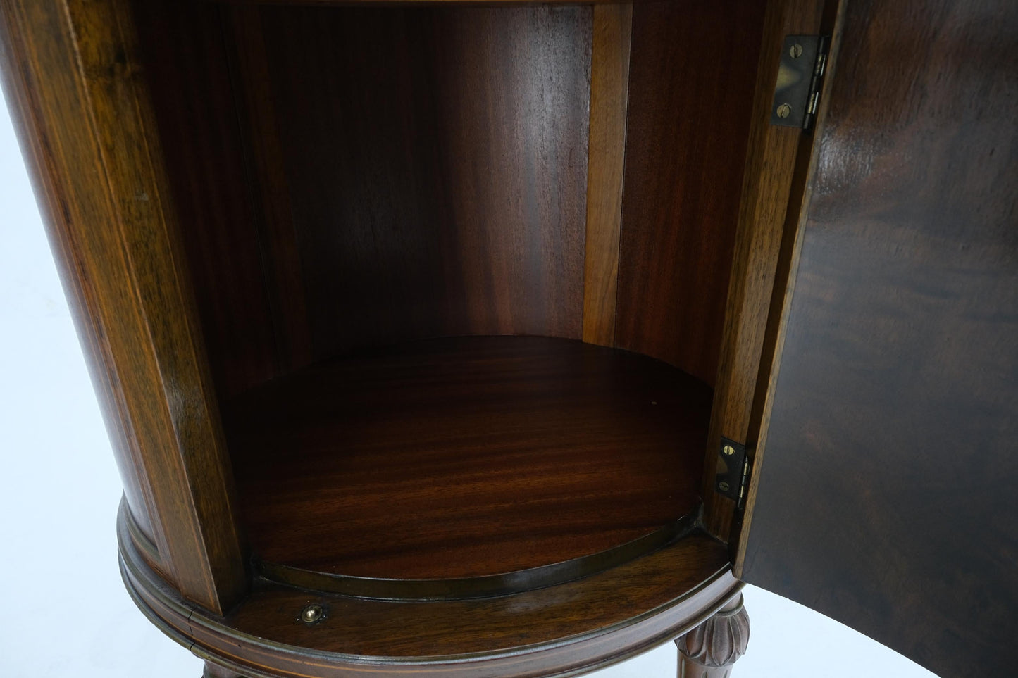 EstablishedLines Marble Top Oval One Door Compartment Drawer Adams Style Painted Stand Table