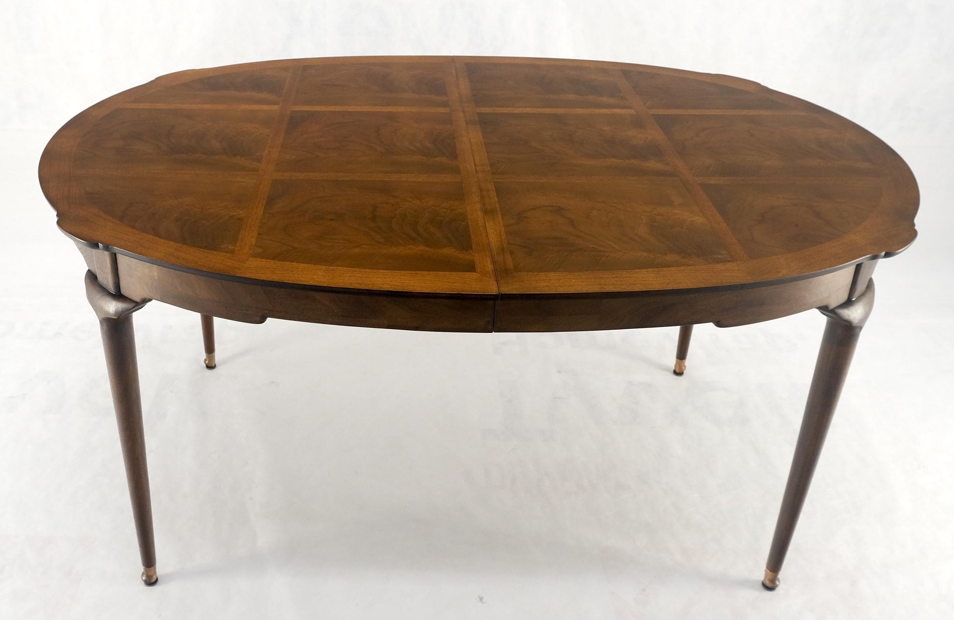 EstablishedLines Banded Burl Flame Walnut Oval Three Leaves  Dining Conference Table MINT!