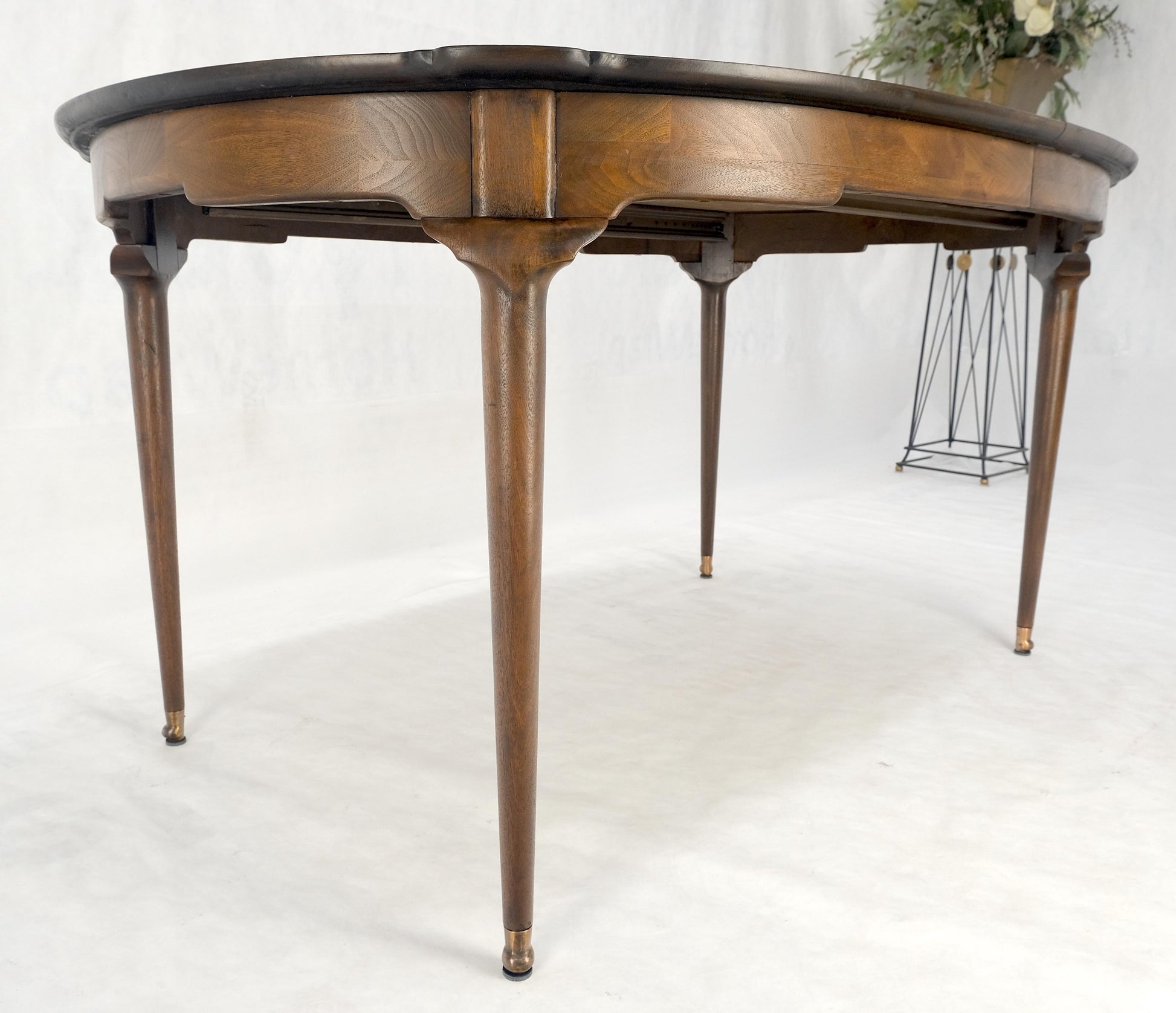 EstablishedLines Banded Burl Flame Walnut Oval Three Leaves  Dining Conference Table MINT!