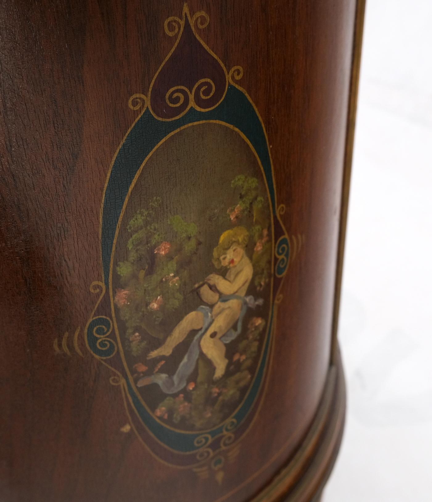 EstablishedLines Marble Top Oval One Door Compartment Drawer Adams Style Painted Stand Table