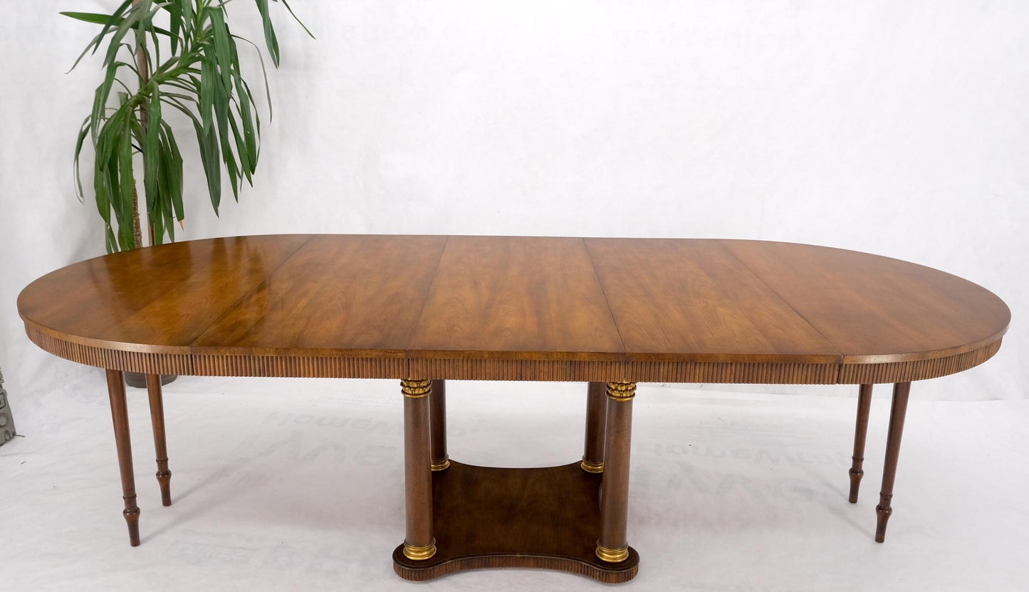 EstablishedLines Baker large Round Single Pedestal Base Three Extension Boards Dining Table MINT