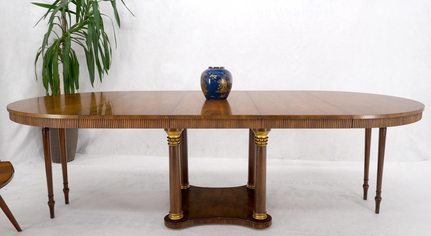 EstablishedLines Baker large Round Single Pedestal Base Three Extension Boards Dining Table MINT