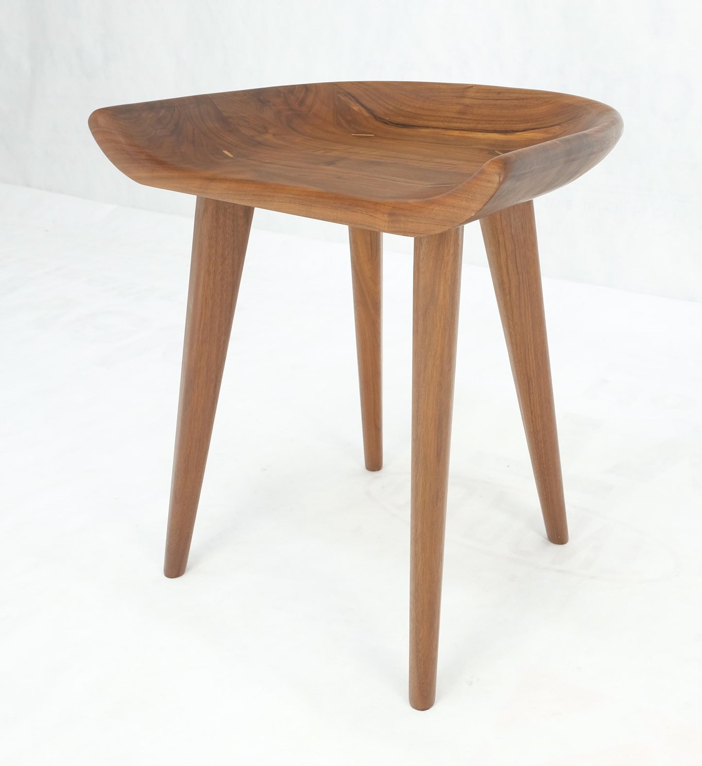 EstablishedLines Solid Carved Seat Oiled Walnut Chair on Dowel Legs Mint!