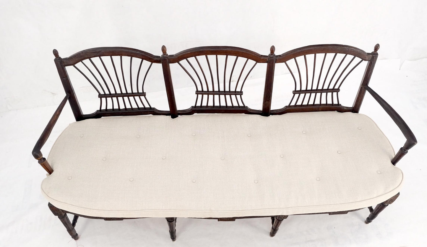 EstablishedLines Antique Tripple Rush Seat Solid Linen Upholstery Cushion Bench Sattee Sofa Mint!