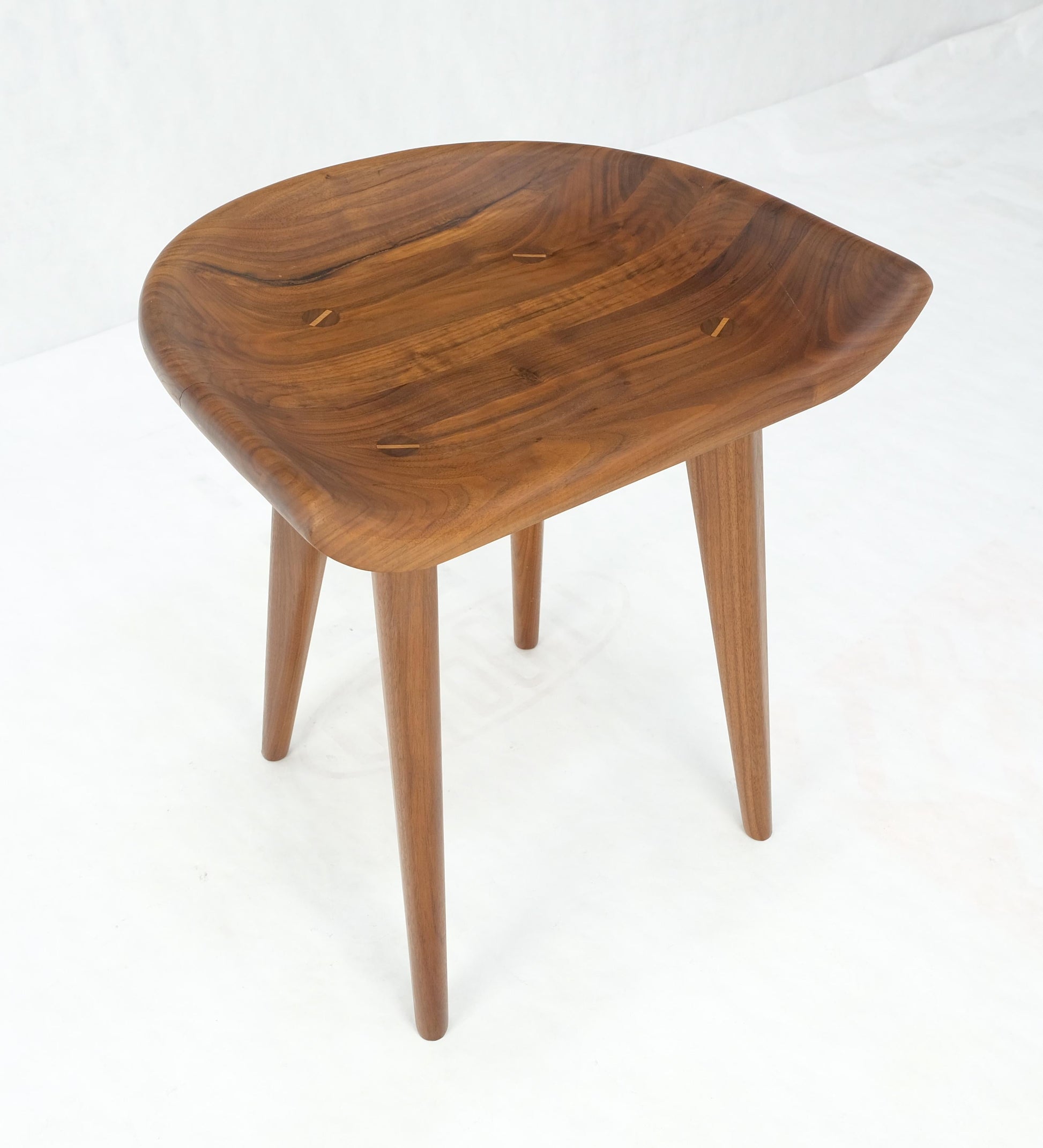 EstablishedLines Solid Carved Seat Oiled Walnut Chair on Dowel Legs Mint!