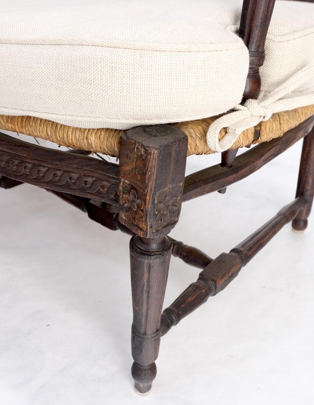 EstablishedLines Antique Tripple Rush Seat Solid Linen Upholstery Cushion Bench Sattee Sofa Mint!