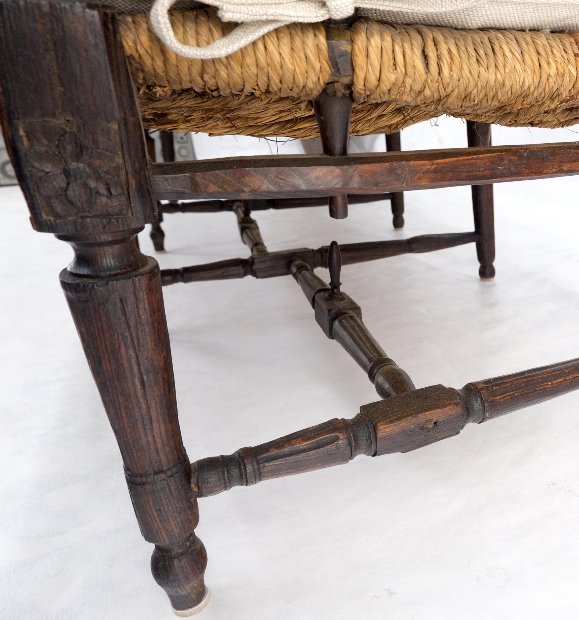 EstablishedLines Antique Tripple Rush Seat Solid Linen Upholstery Cushion Bench Sattee Sofa Mint!