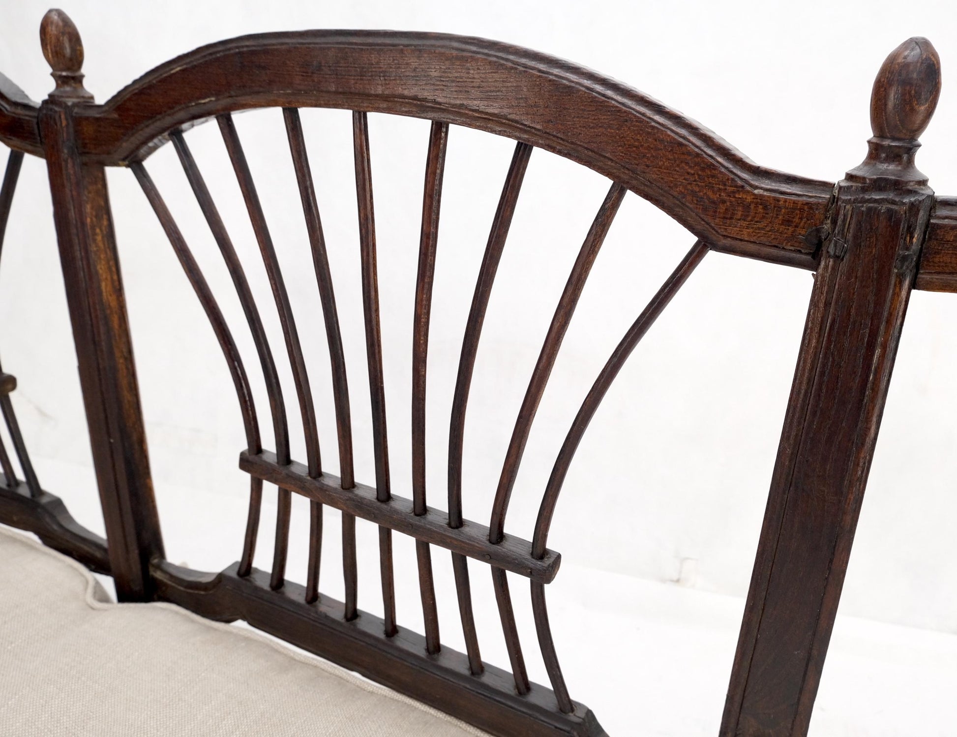 EstablishedLines Antique Tripple Rush Seat Solid Linen Upholstery Cushion Bench Sattee Sofa Mint!