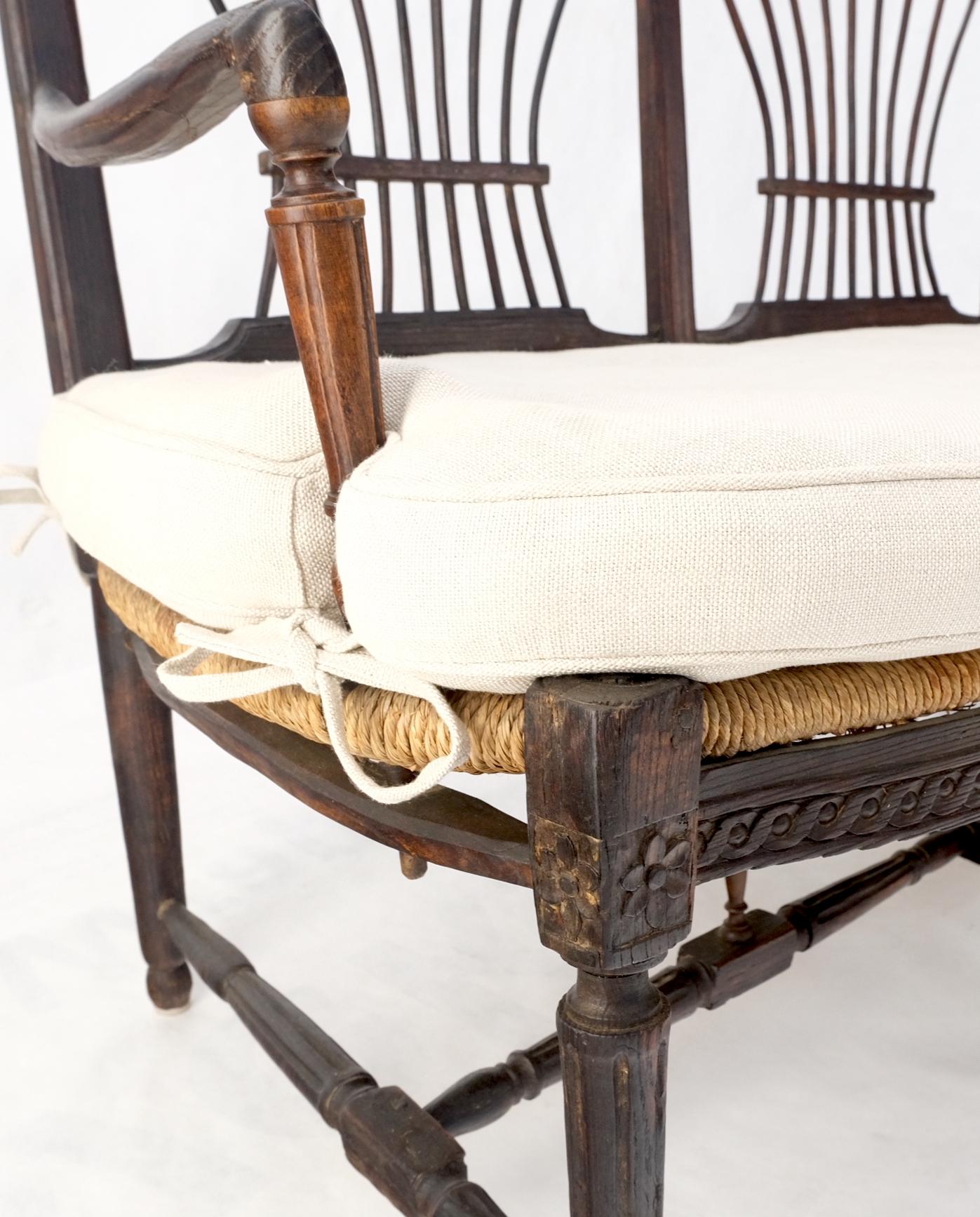 EstablishedLines Antique Tripple Rush Seat Solid Linen Upholstery Cushion Bench Sattee Sofa Mint!