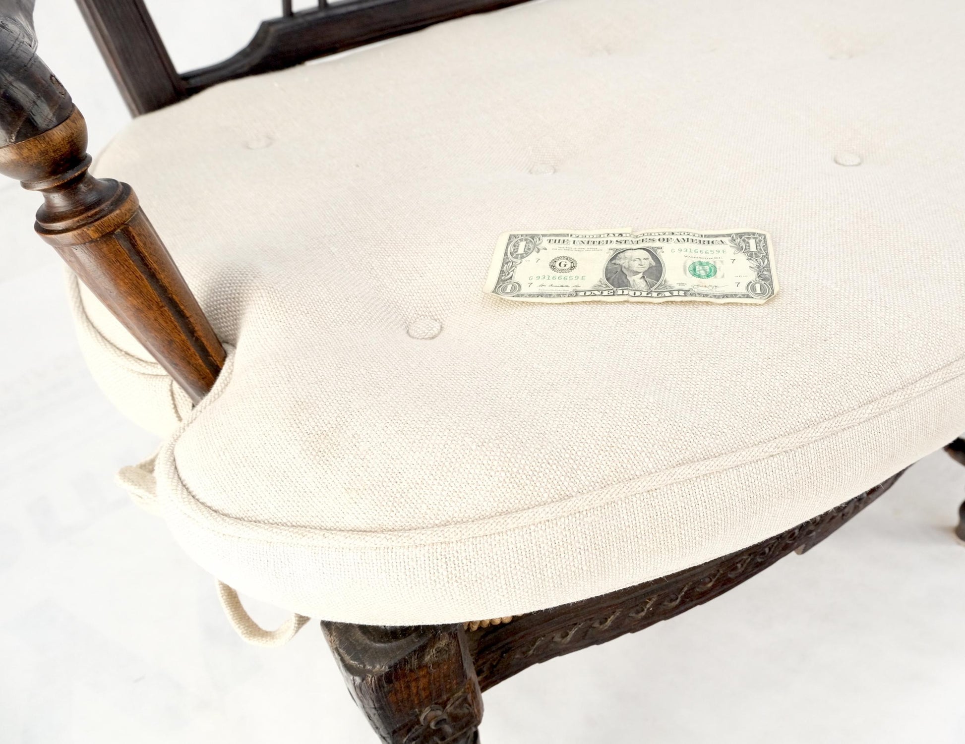 EstablishedLines Antique Tripple Rush Seat Solid Linen Upholstery Cushion Bench Sattee Sofa Mint!