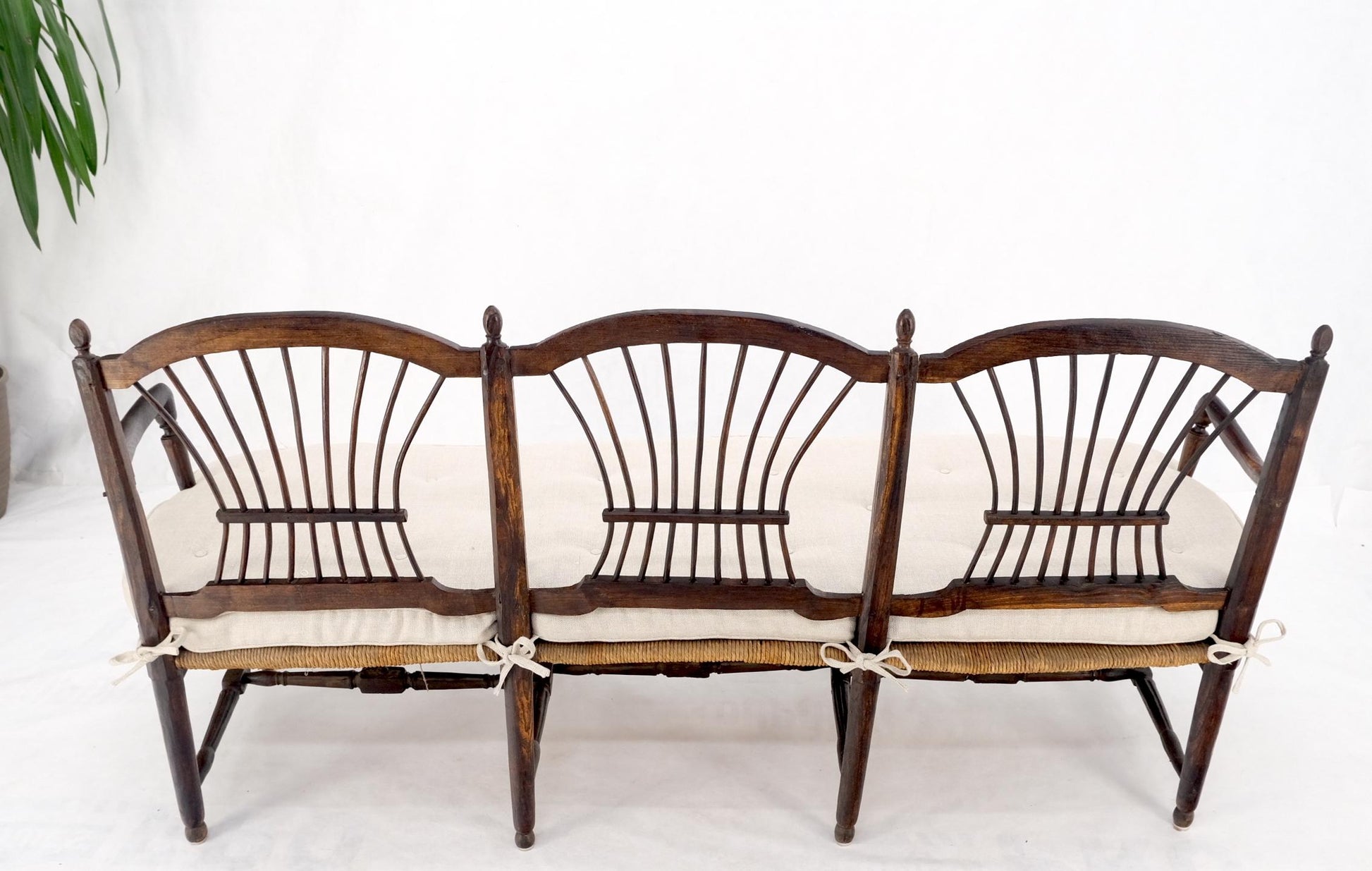 EstablishedLines Antique Tripple Rush Seat Solid Linen Upholstery Cushion Bench Sattee Sofa Mint!