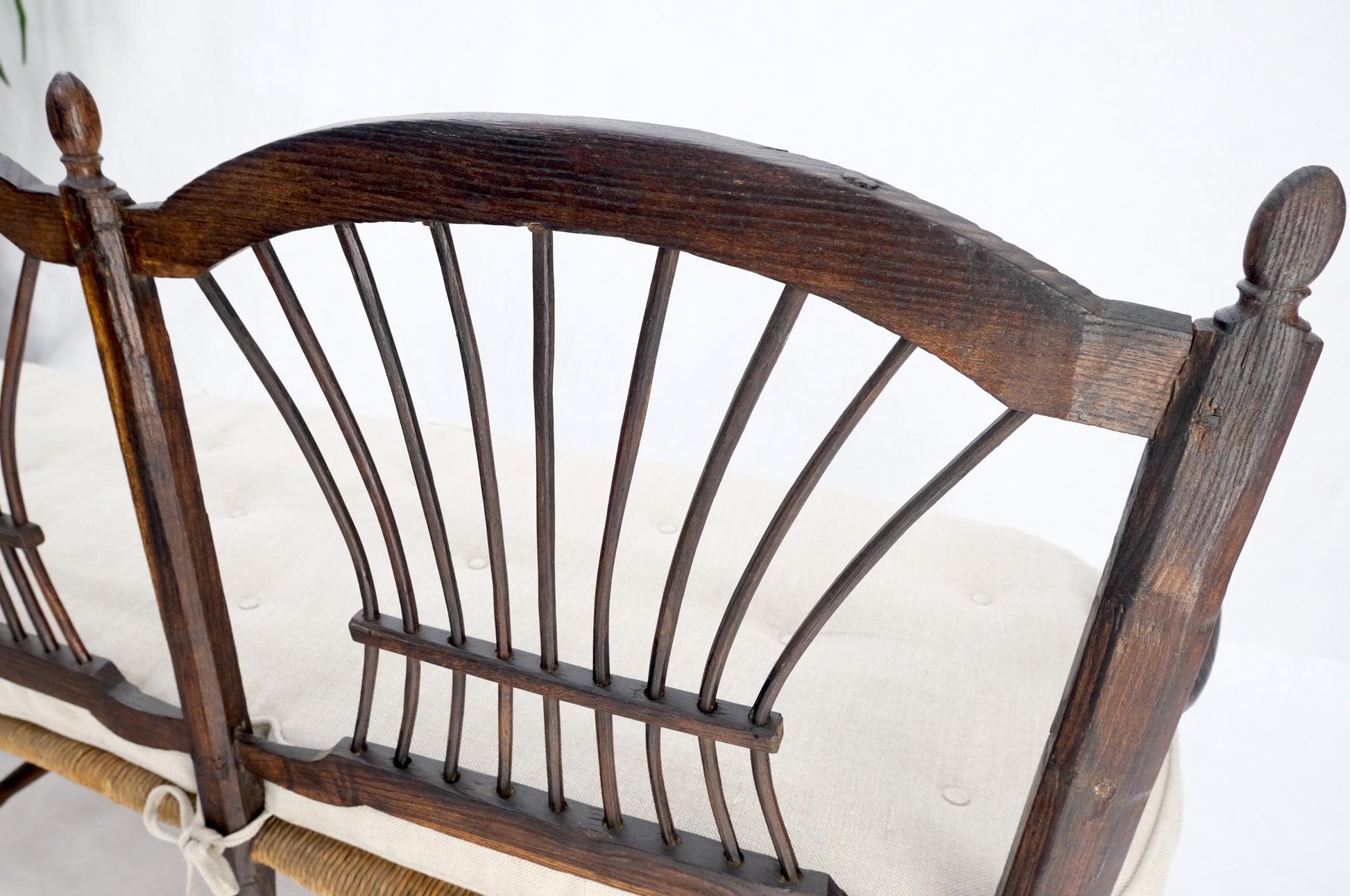 EstablishedLines Antique Tripple Rush Seat Solid Linen Upholstery Cushion Bench Sattee Sofa Mint!