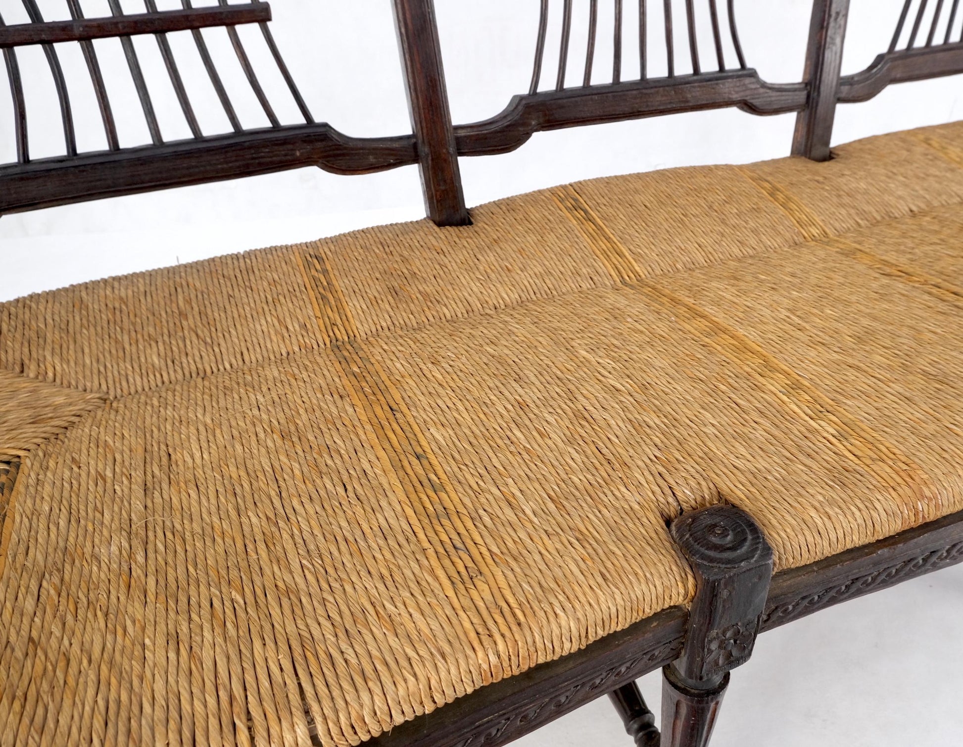 EstablishedLines Antique Tripple Rush Seat Solid Linen Upholstery Cushion Bench Sattee Sofa Mint!